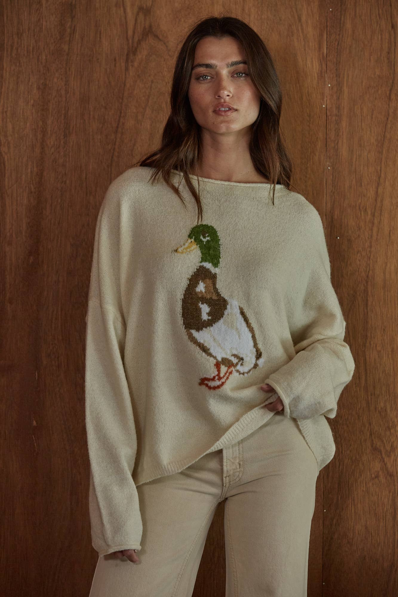 Graphic Duck Print Pullover