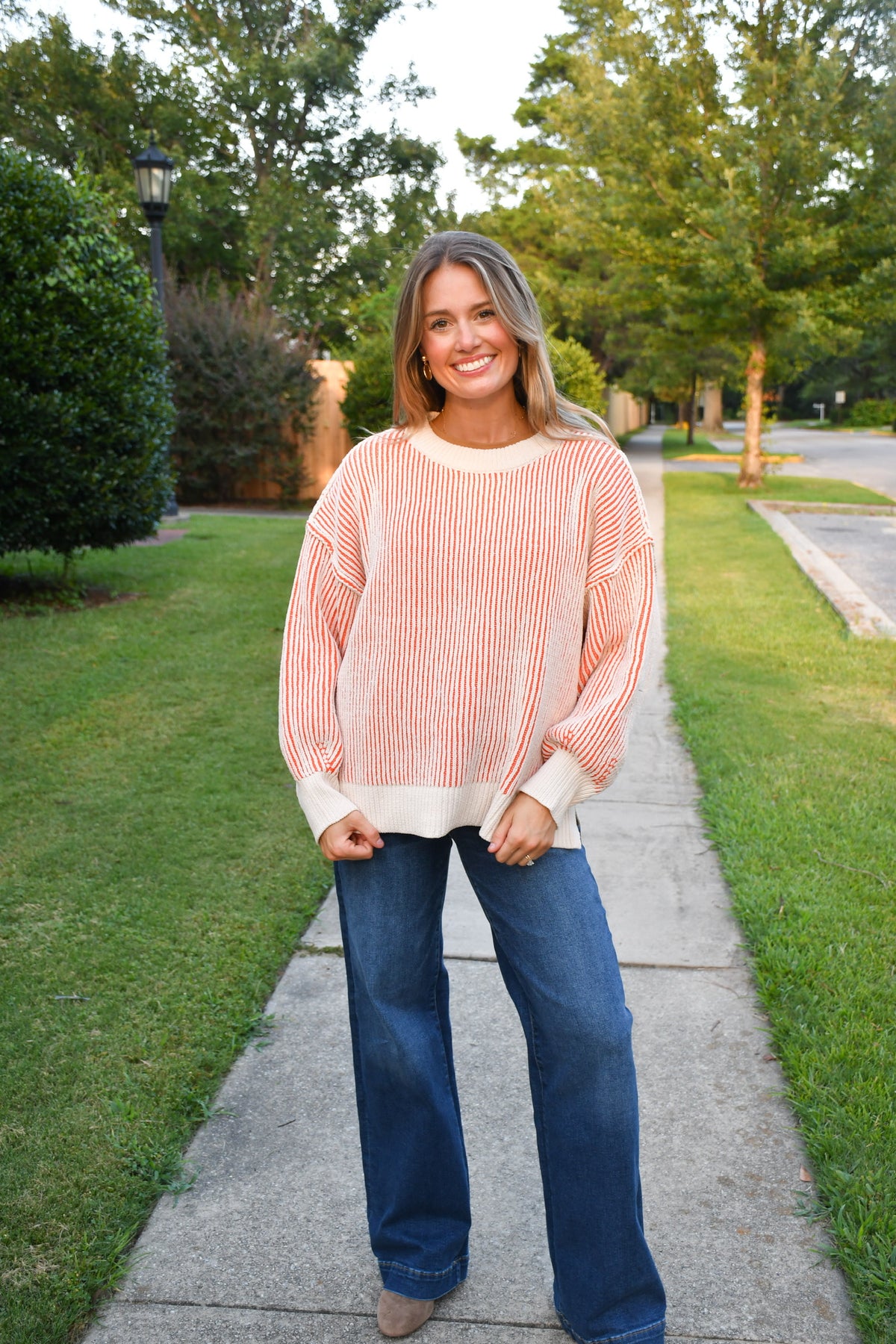 Baley Orange Two Tone Sweater