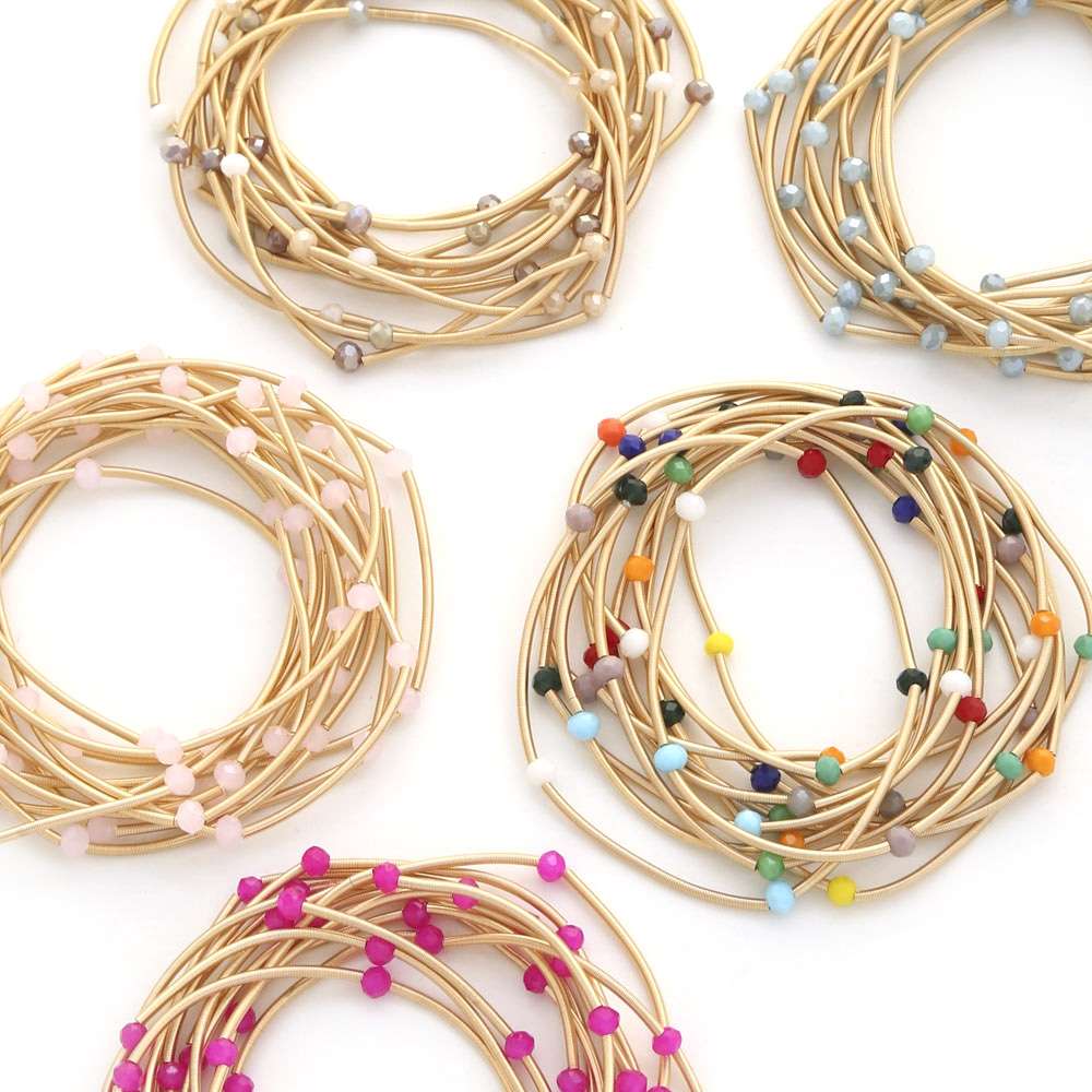 Beaded Wire Bracelet- White