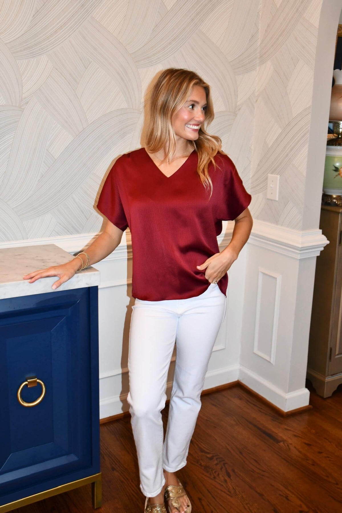 Julia Crinkle Satin Blouse