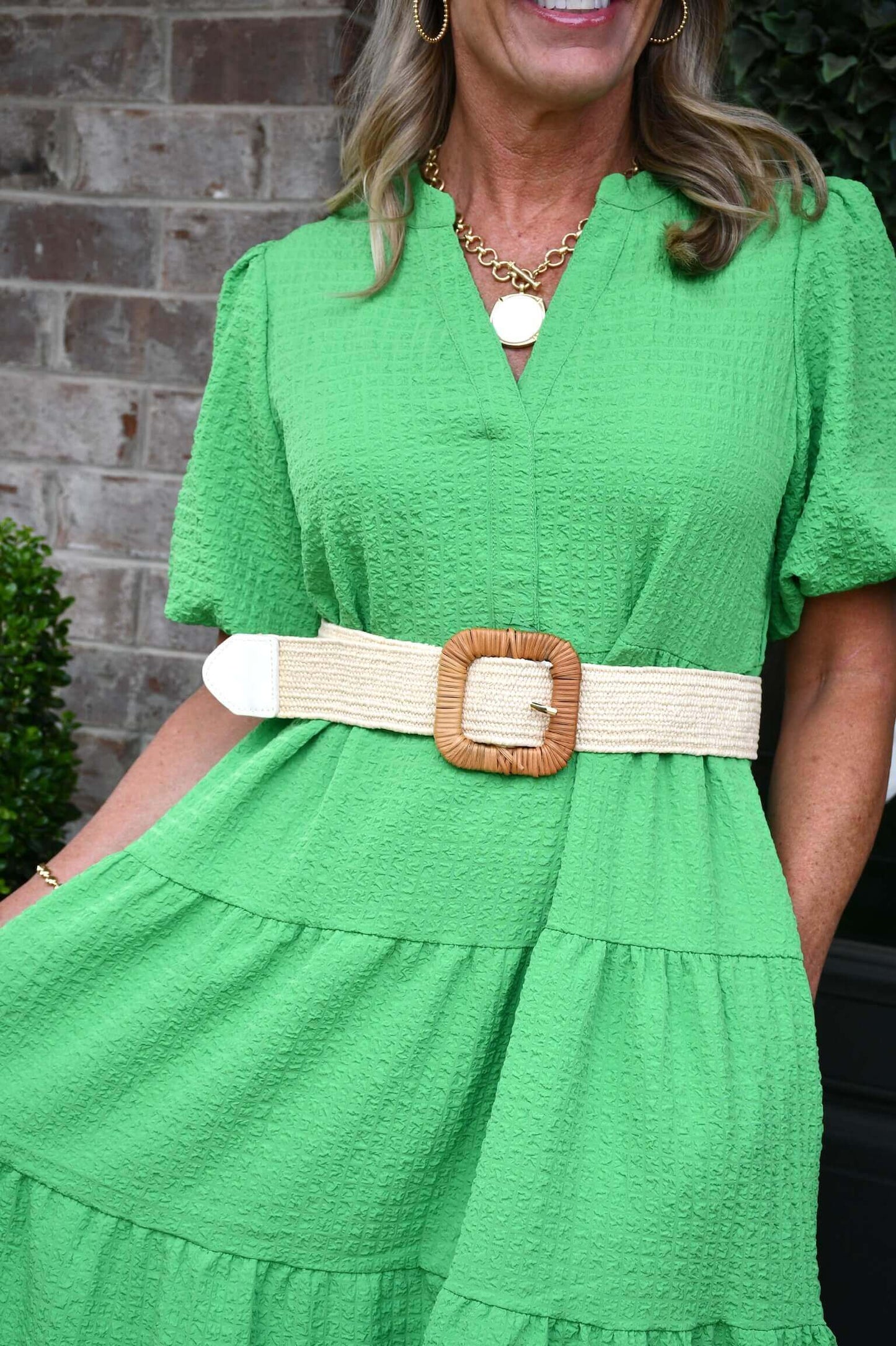 Straw Wrapped Belt- Light Beige