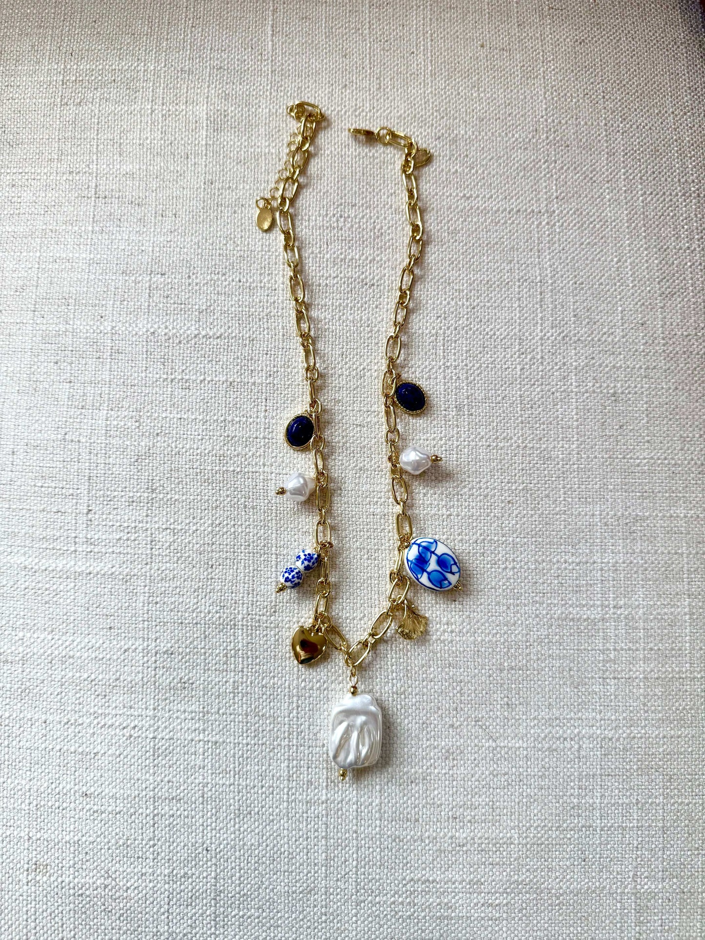 Blue/White Charm Necklace