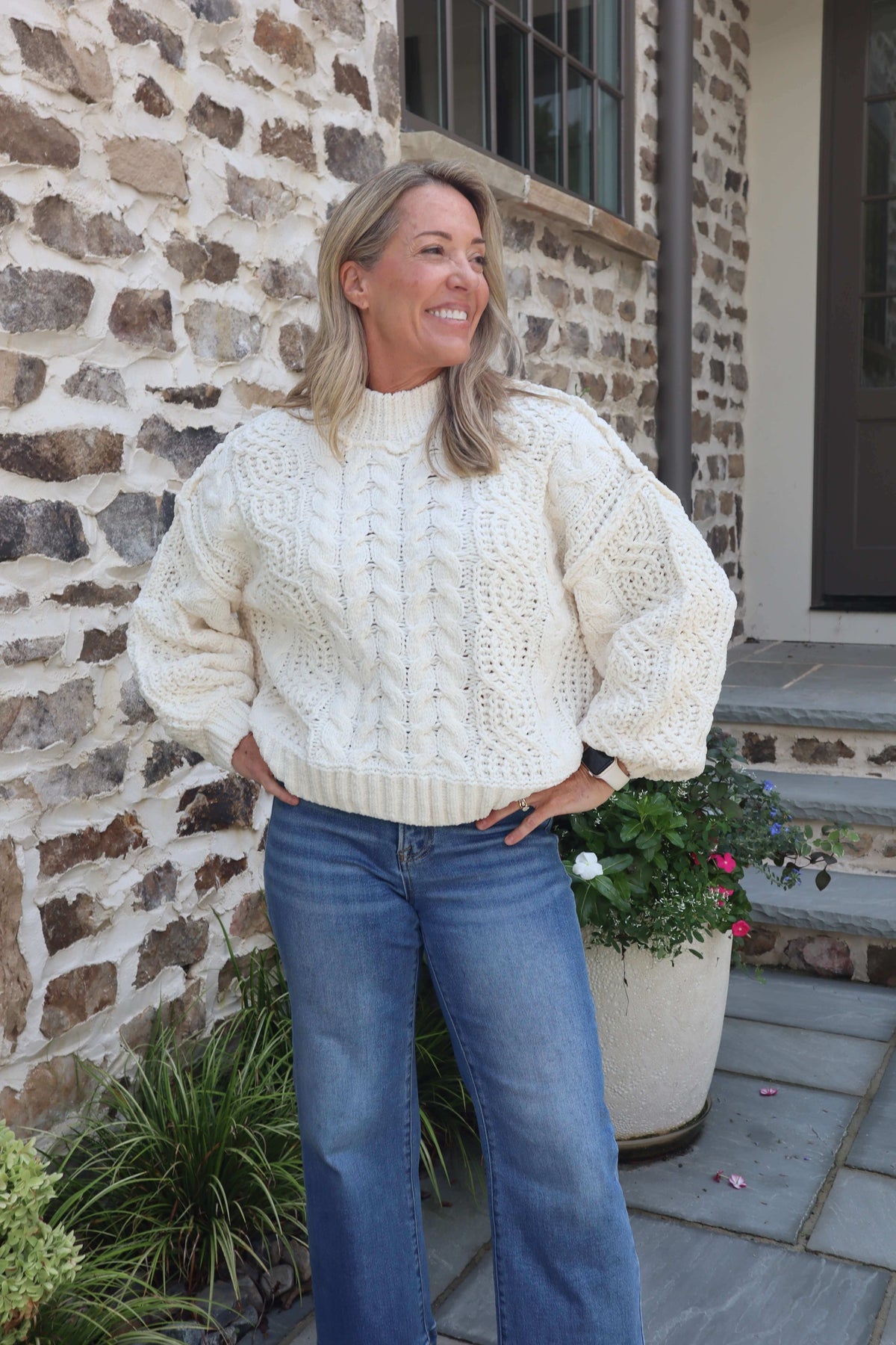 Misty Ivory Cable Knit Sweater