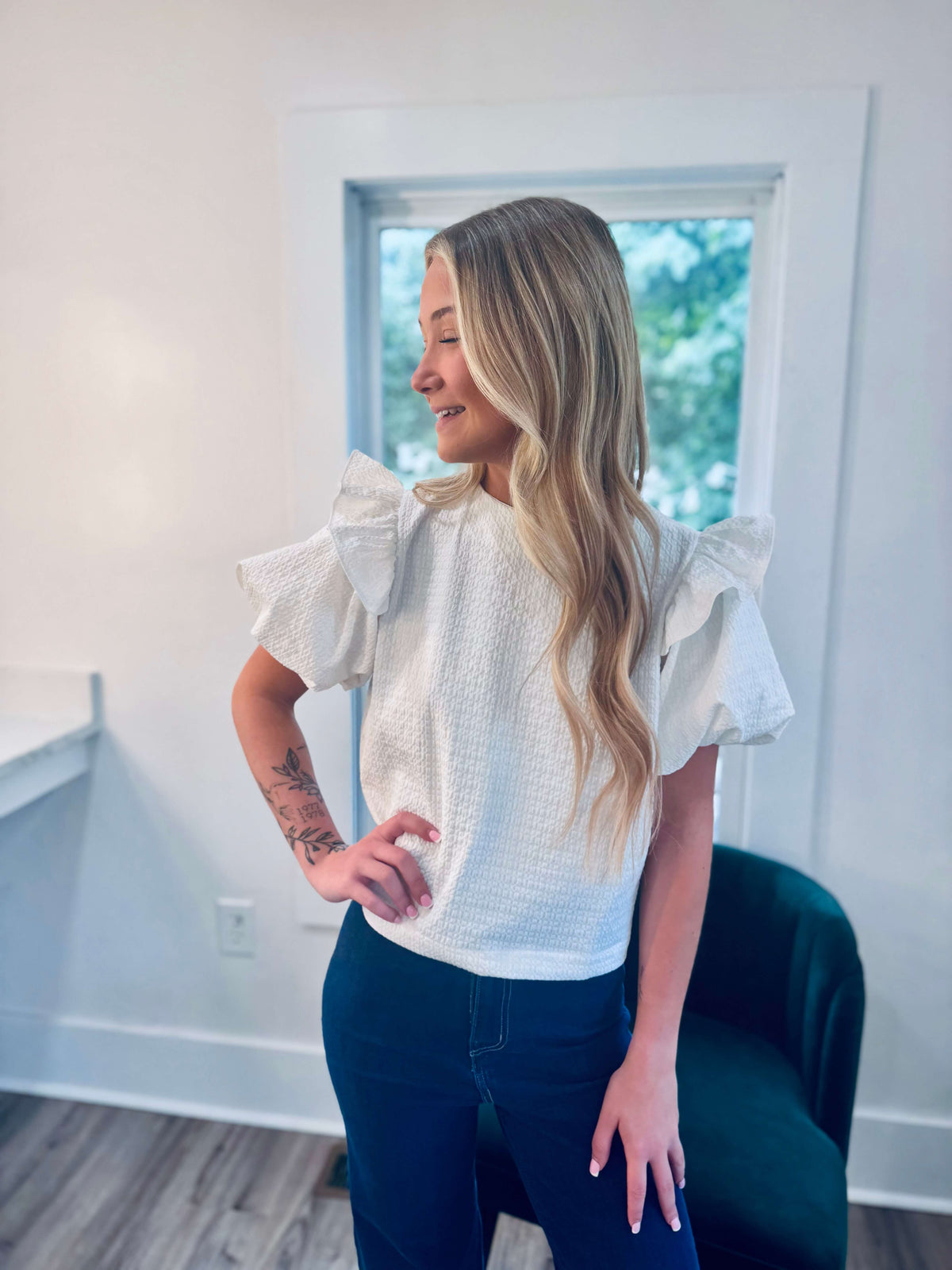 Holly White Textured Top