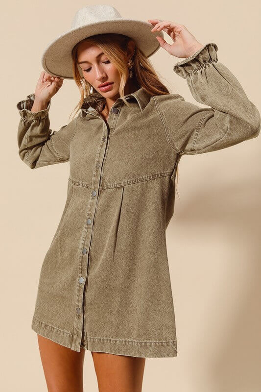 Olivia Olive Shirt Dress