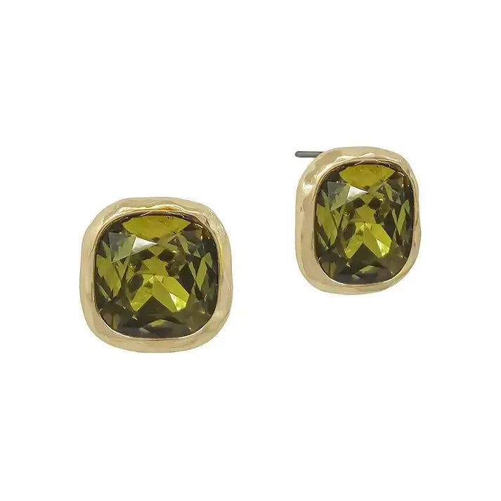 Olive Stone Stud Earring