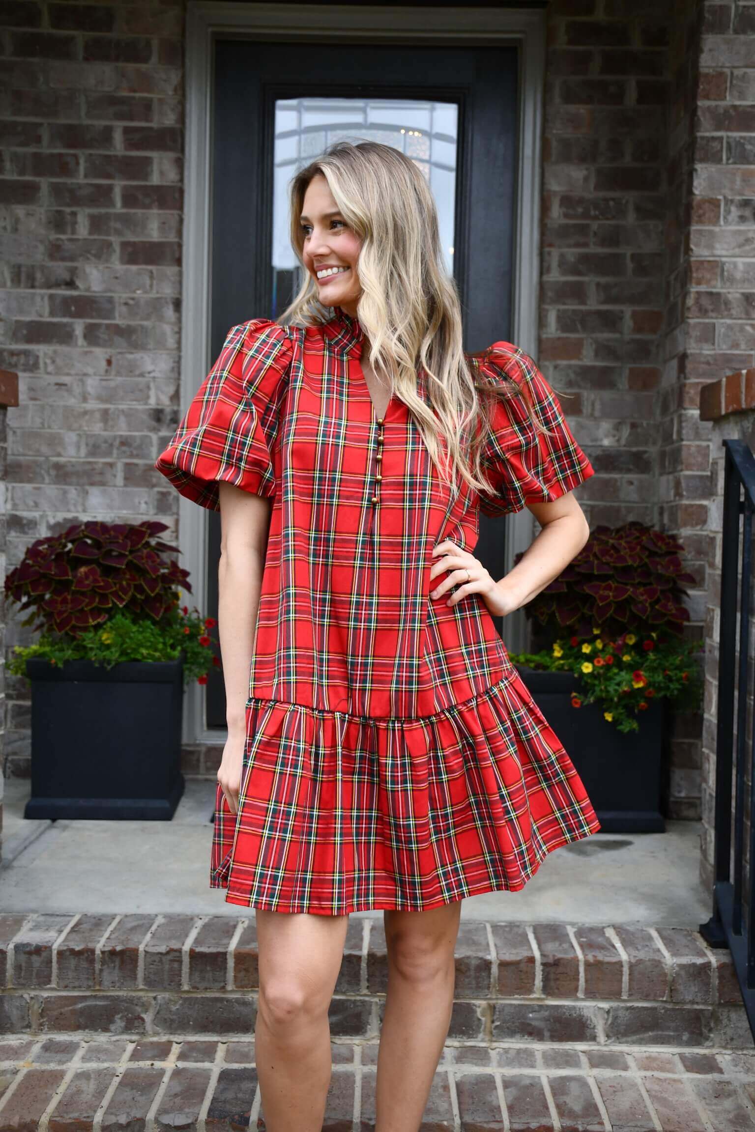 Sarah Red Plaid Dress