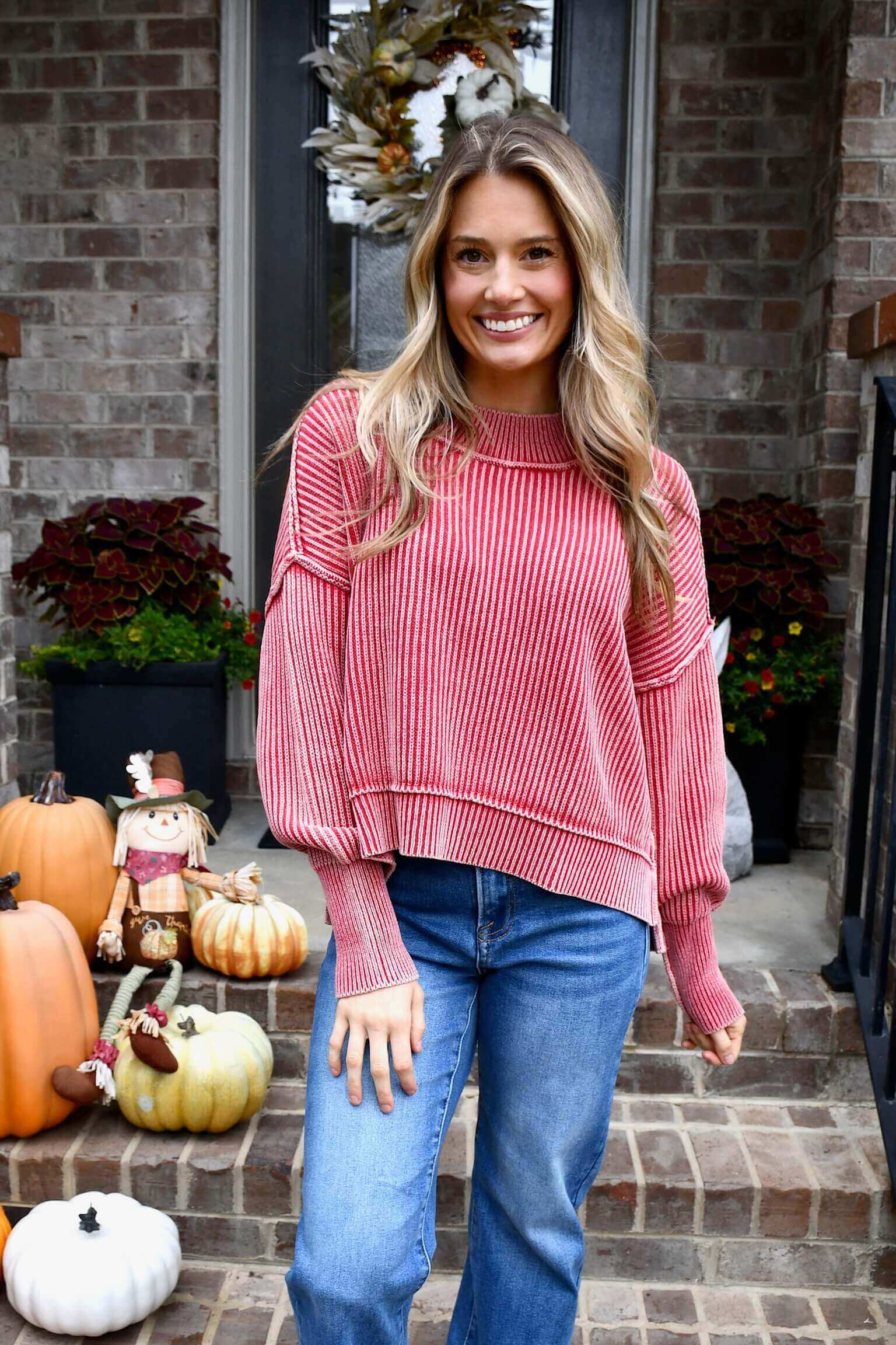 Robin Red Ribbed Sweater