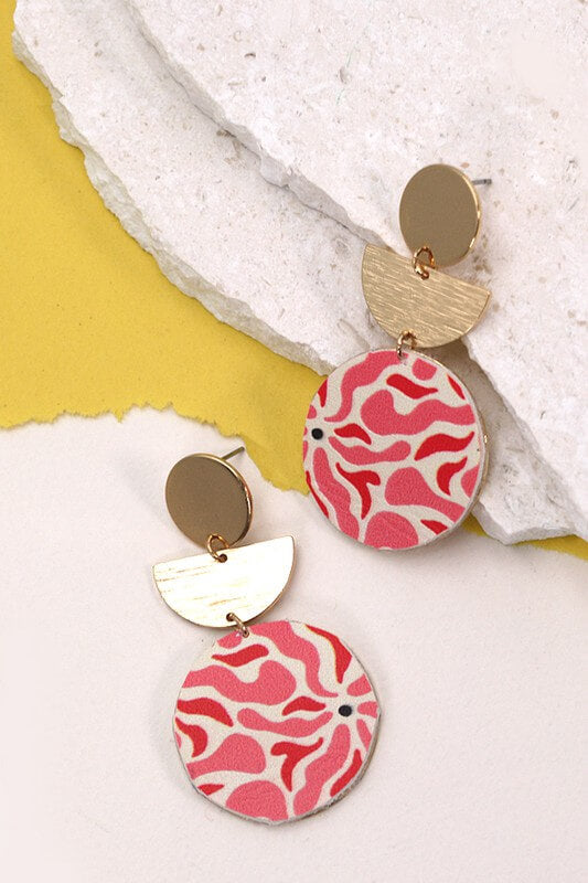 Acrylic Pink/Red Geo Drop Earrings