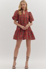 Sarah Red Plaid Dress