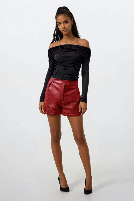 Crocodile Faux Leather Shorts