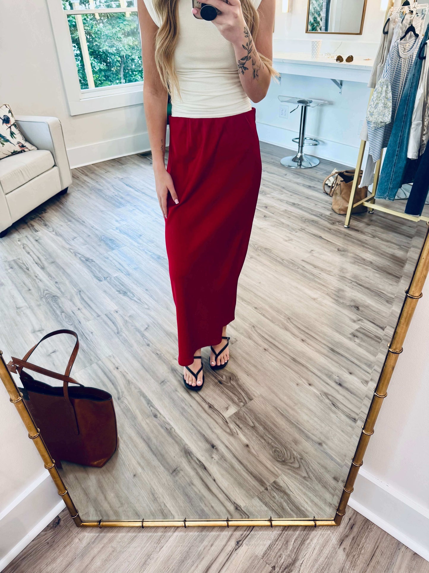 Wine Maxi Skirt