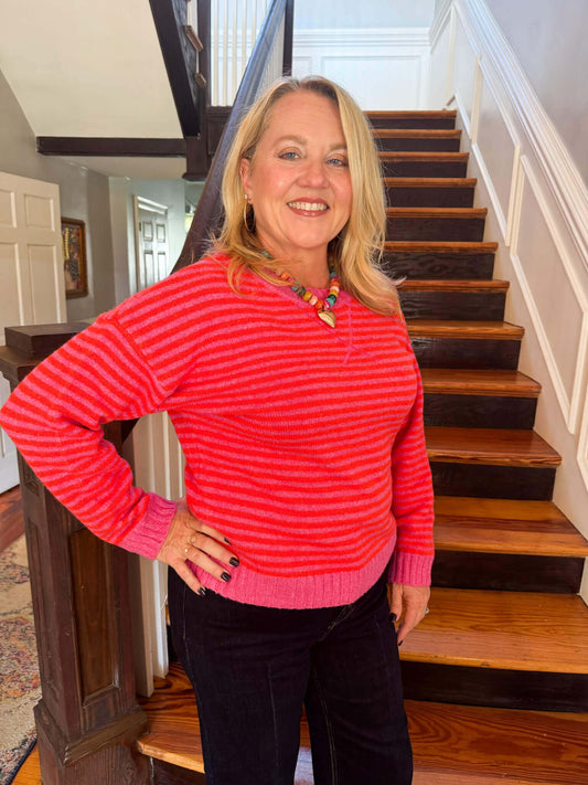 Emma Hot Pink Stripe Sweater