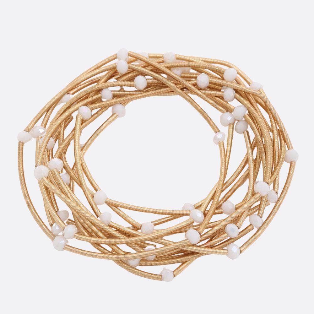 Beaded Wire Bracelet- White