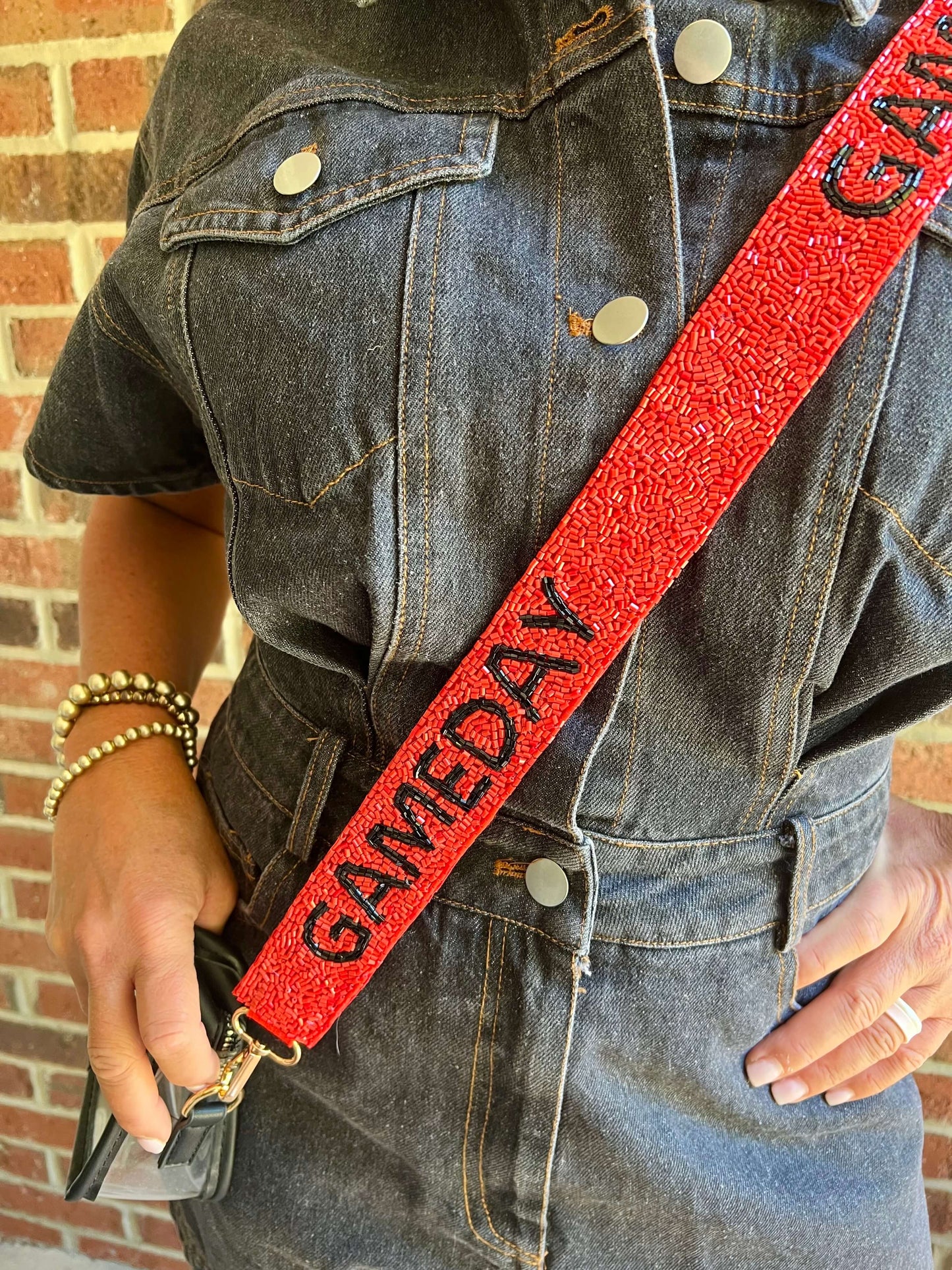 GAMEDAY Red/Black Beaded Strap