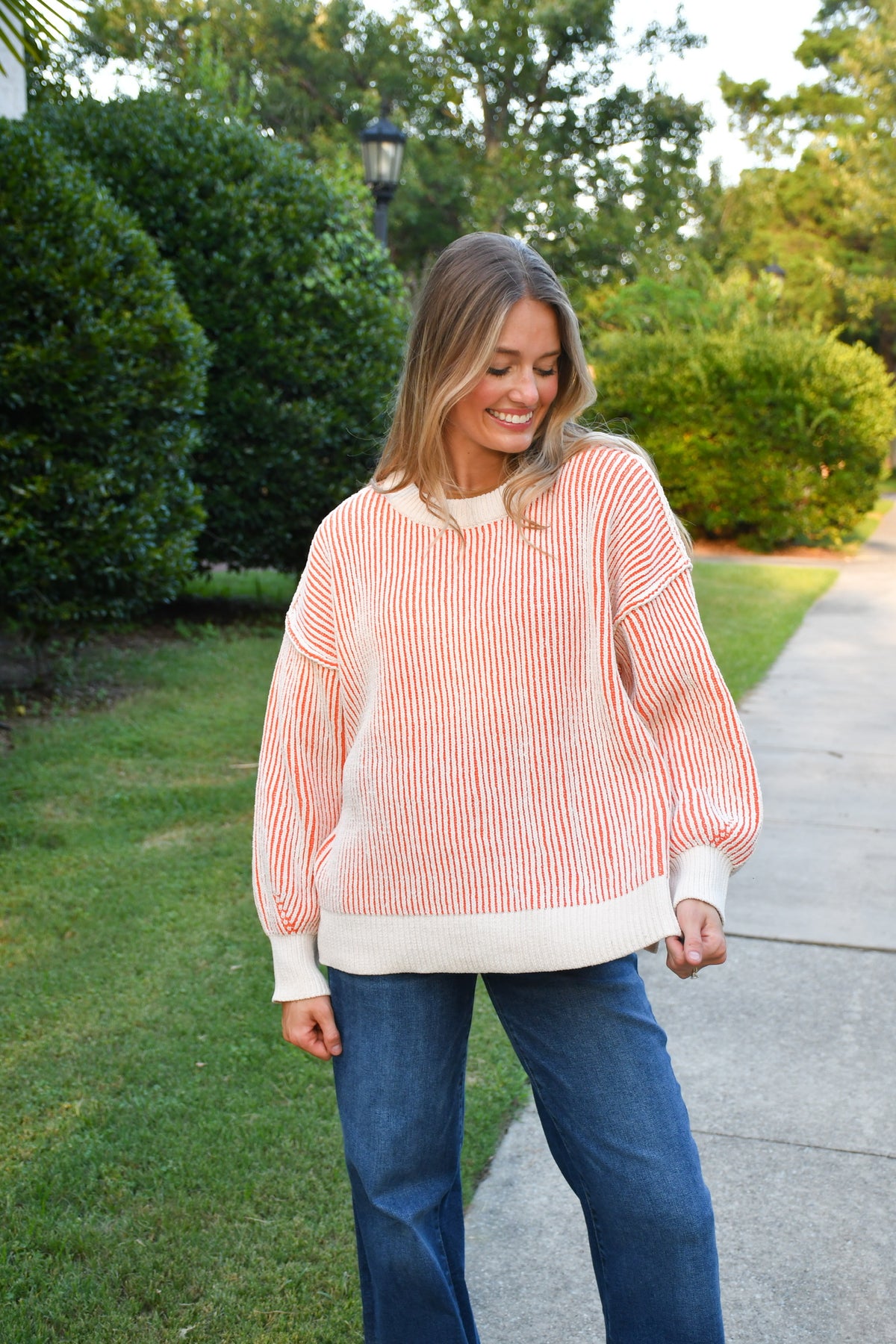 Baley Orange Two Tone Sweater