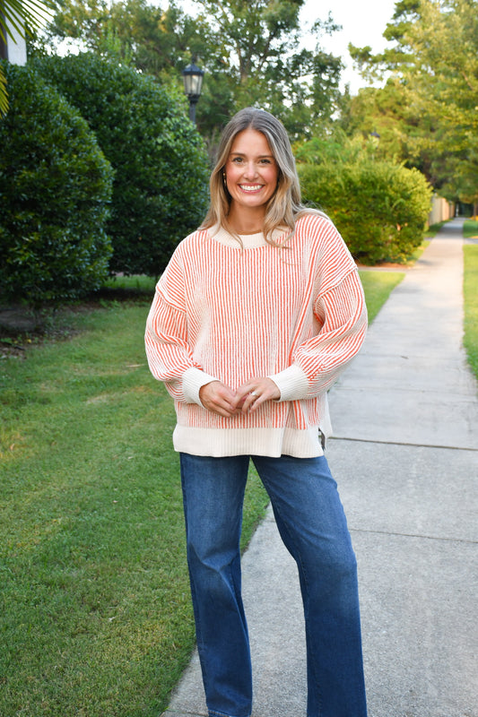 Baley Orange Two Tone Sweater