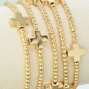 5 Piece Cross Bead Bracelet