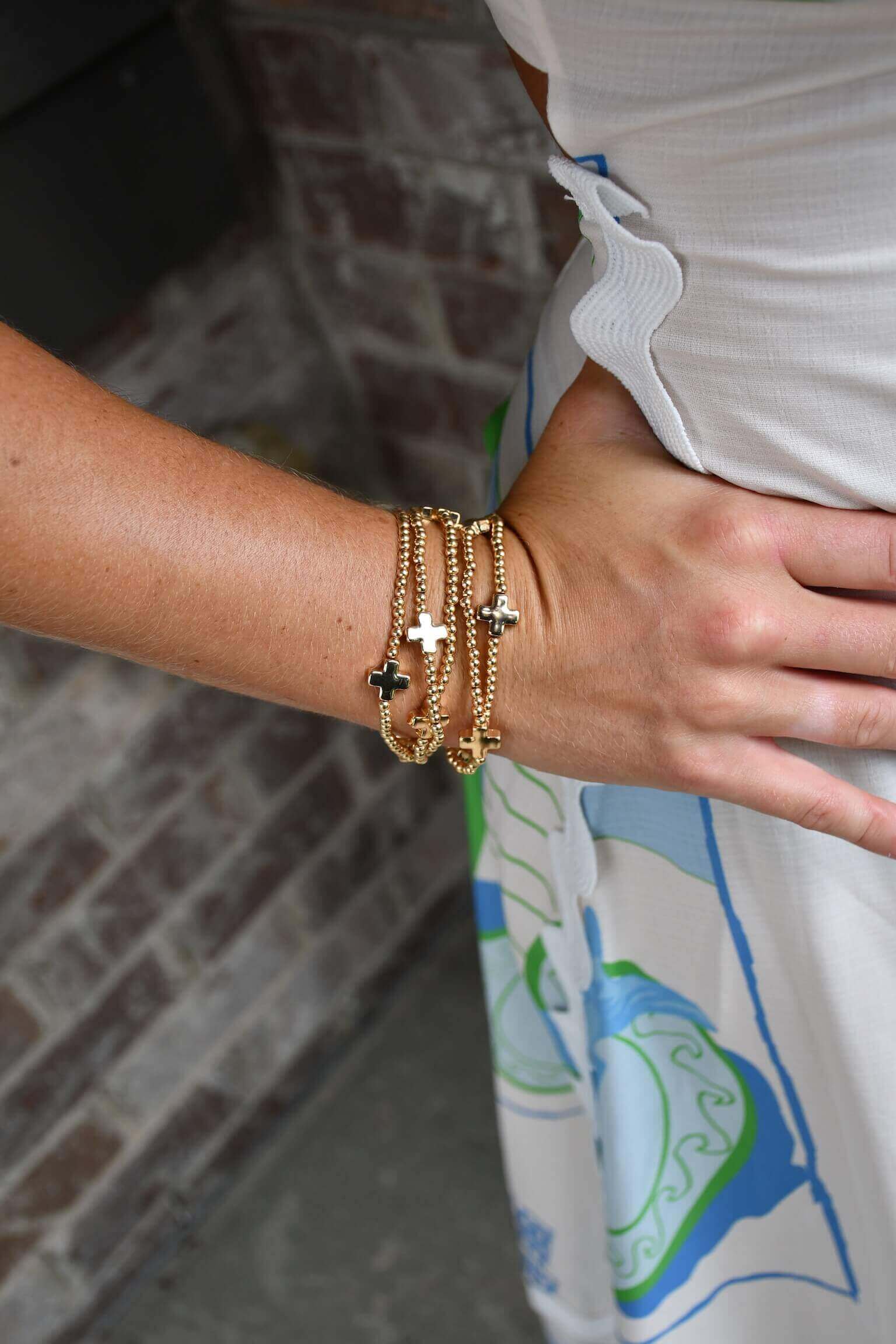 5 Piece Cross Bead Bracelet