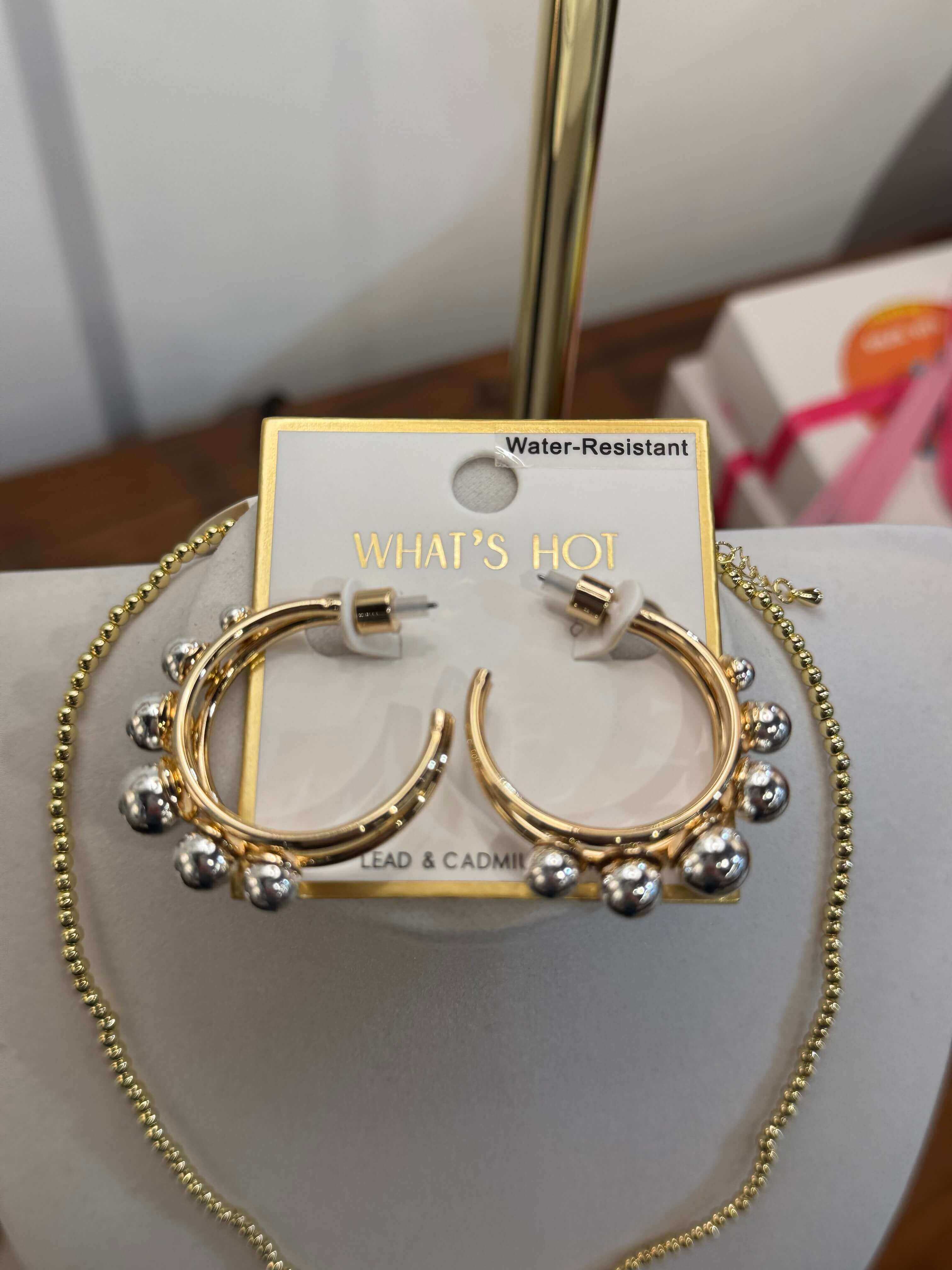 Two Tone Beaded Ball Hoop