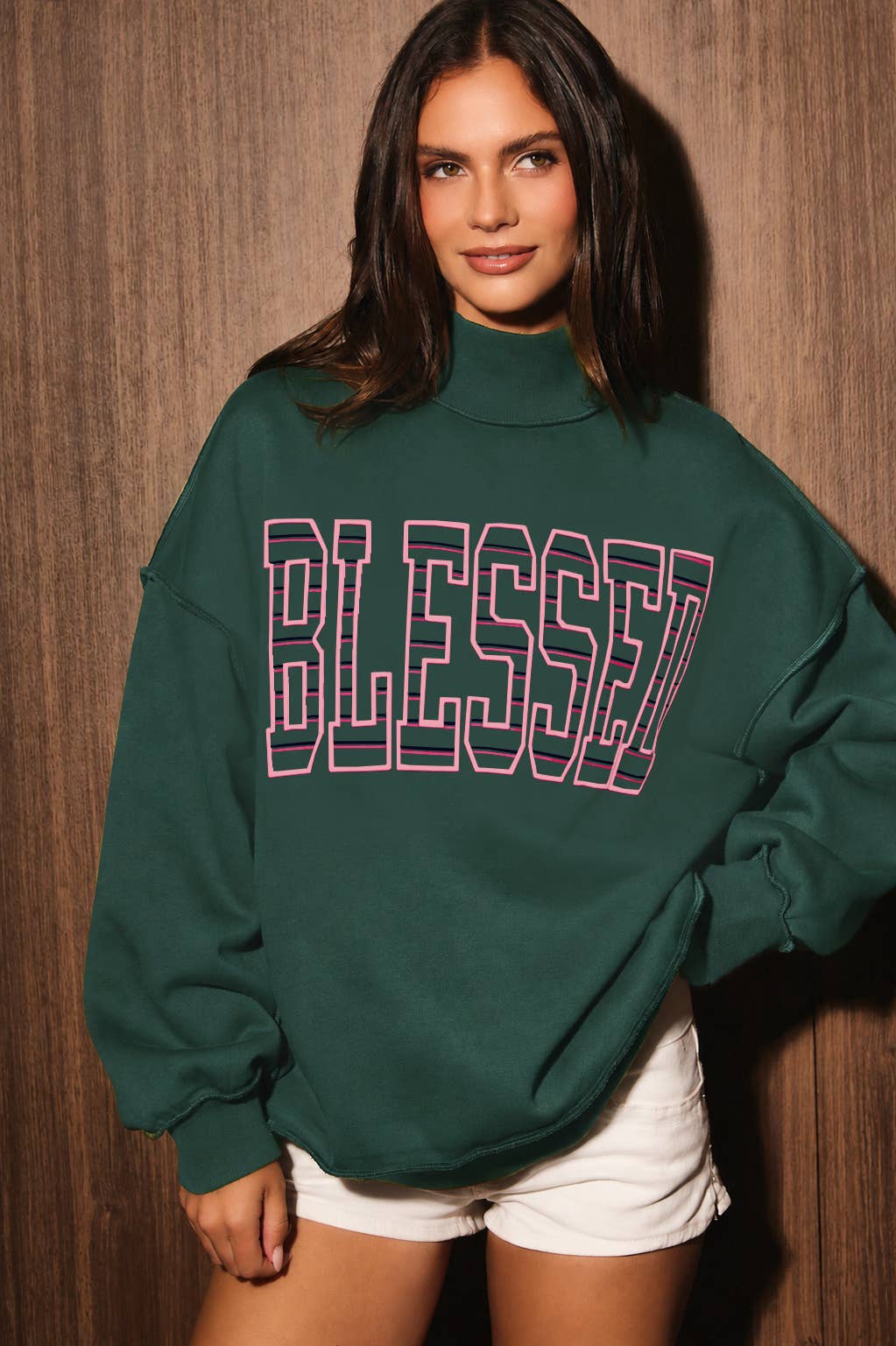 "BLESSED" Mock neck Sweatshirt
