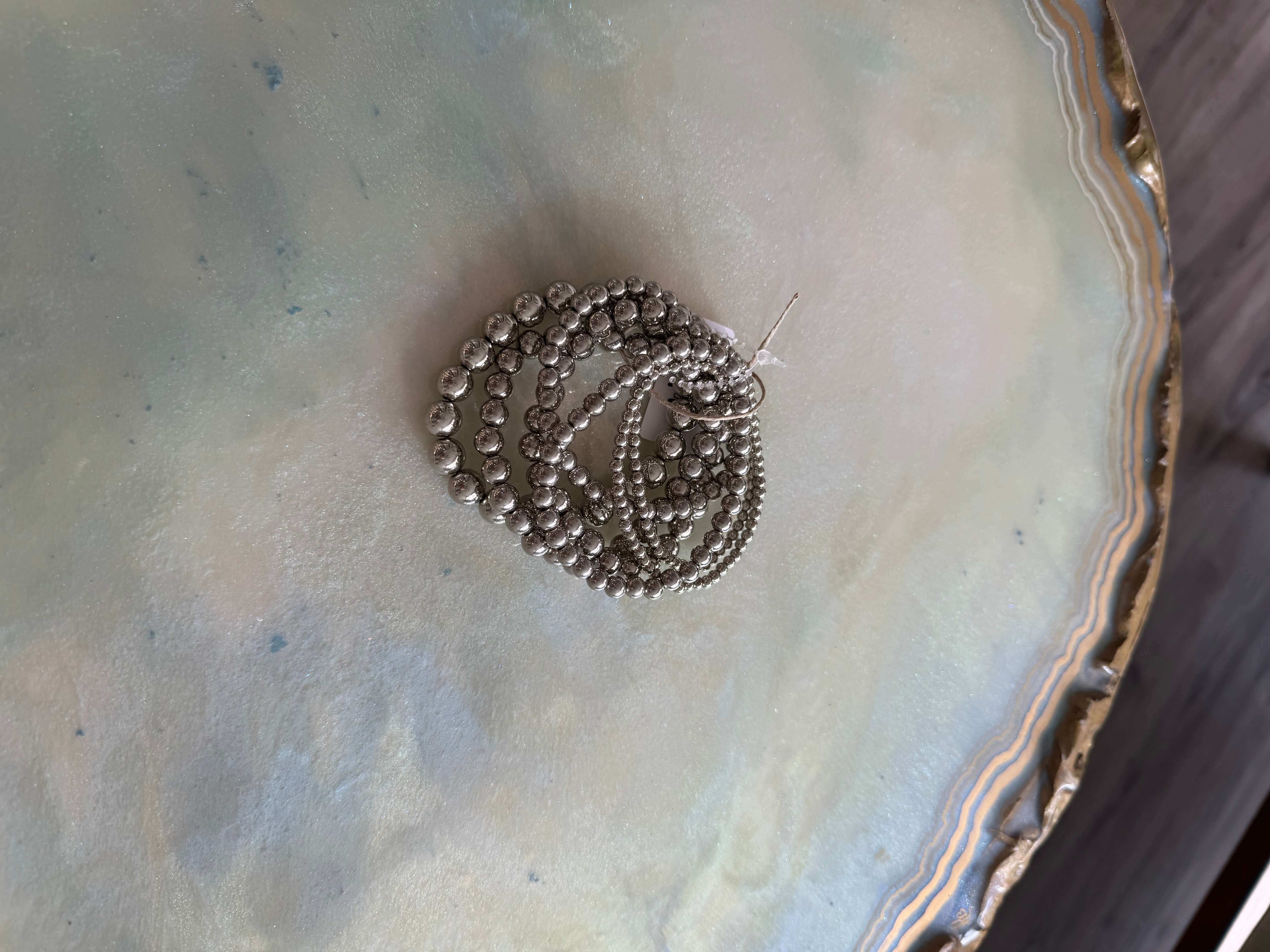 6 Strand Silver Bead Bracelet