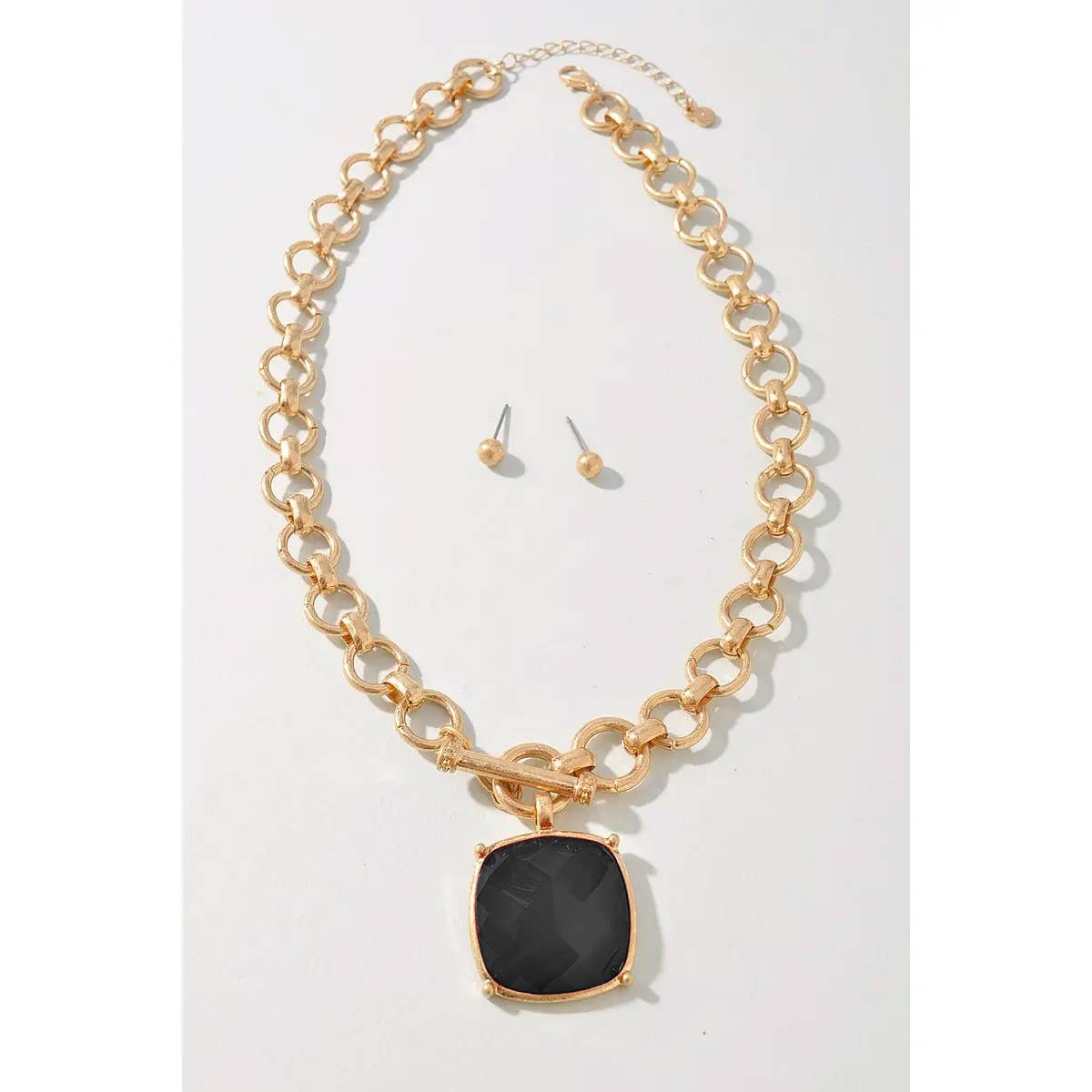 Black Stone Toggle Clasp Necklace