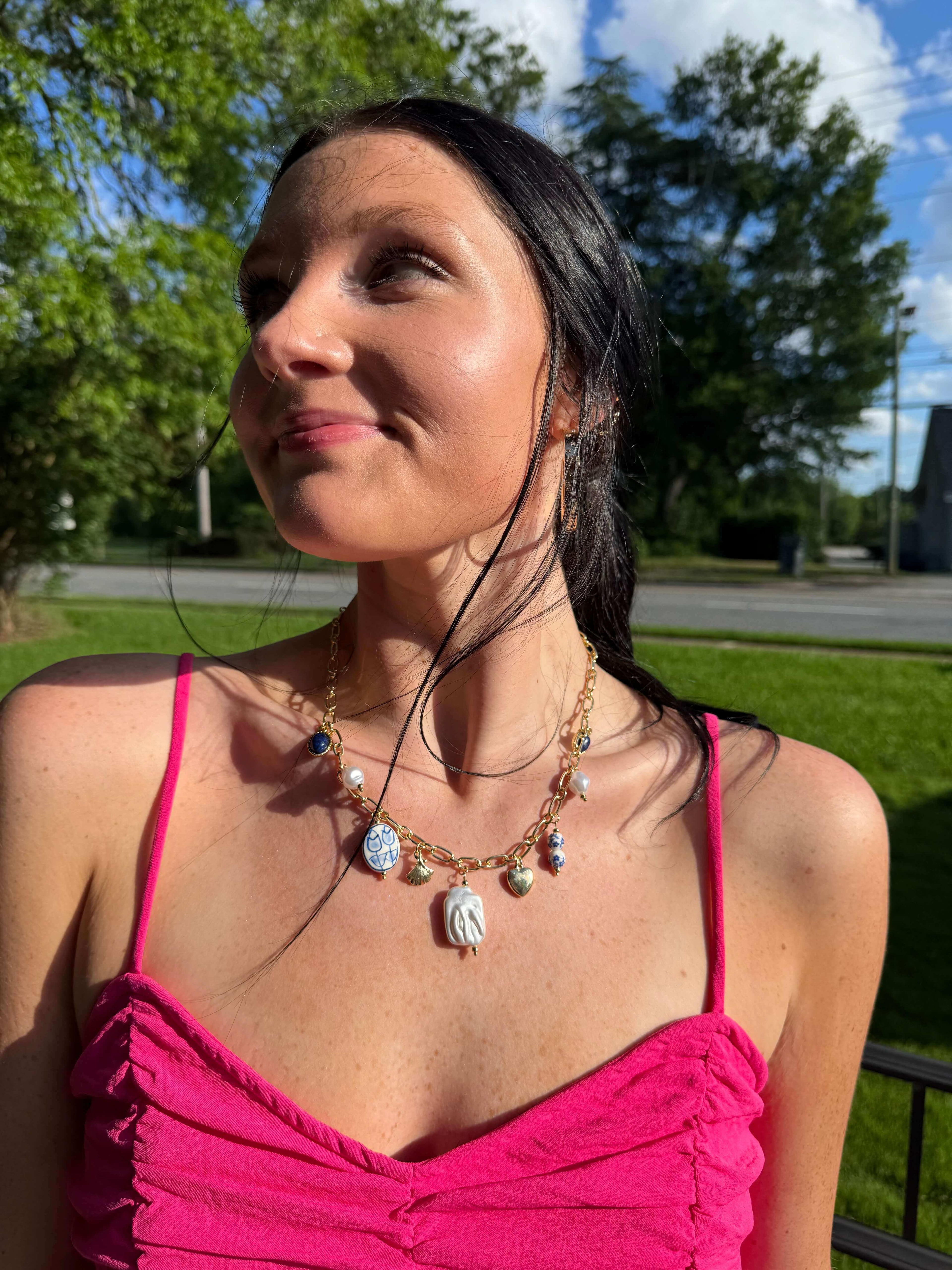 Blue/White Charm Necklace
