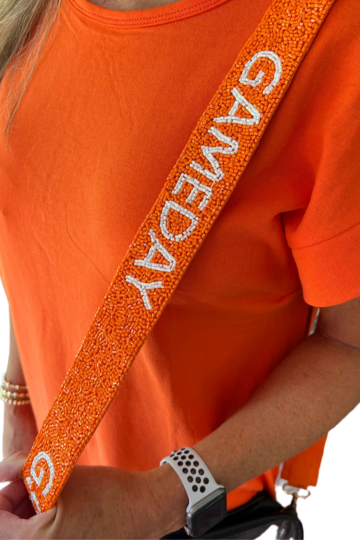 GAMEDAY Orange Beaded Bag Strap