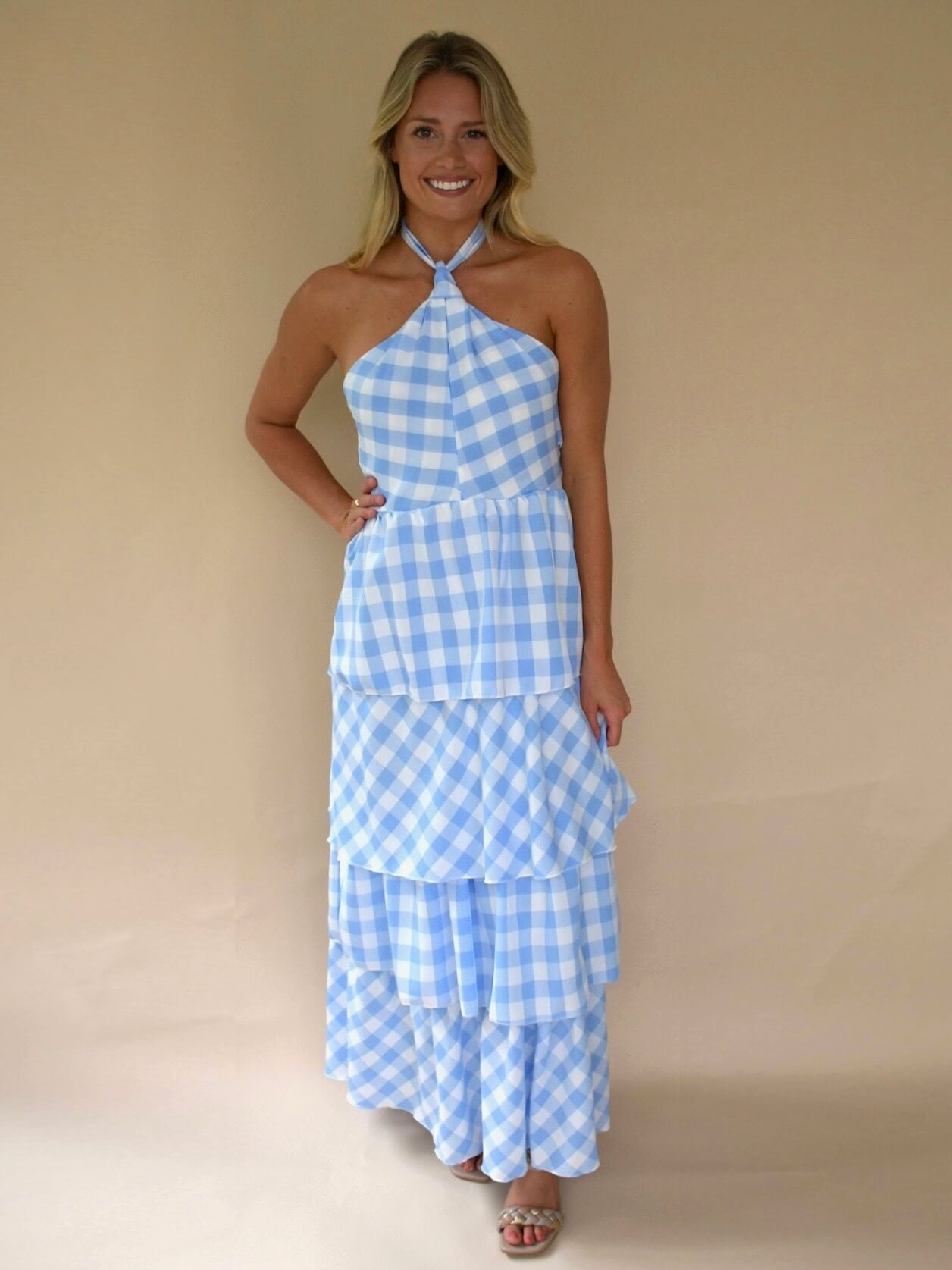 Tara Plaid Halter Dress