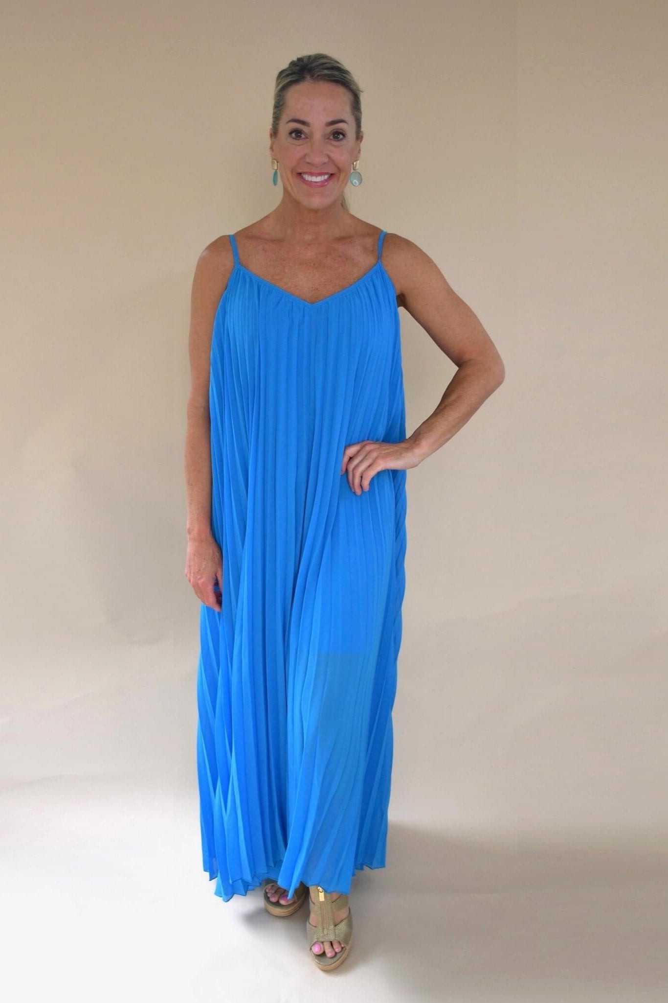 Alex Blue Pleated Maxi