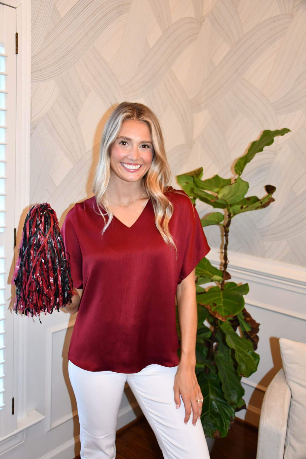 Julia Crinkle Satin Blouse