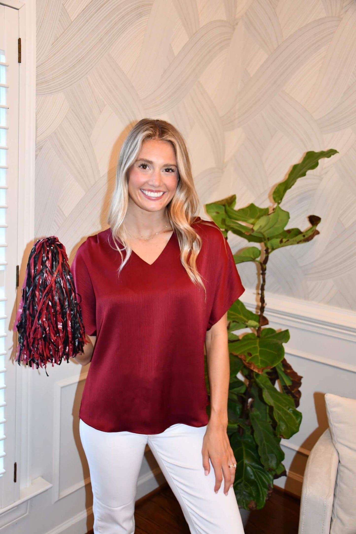 Julia Crinkle Satin Blouse