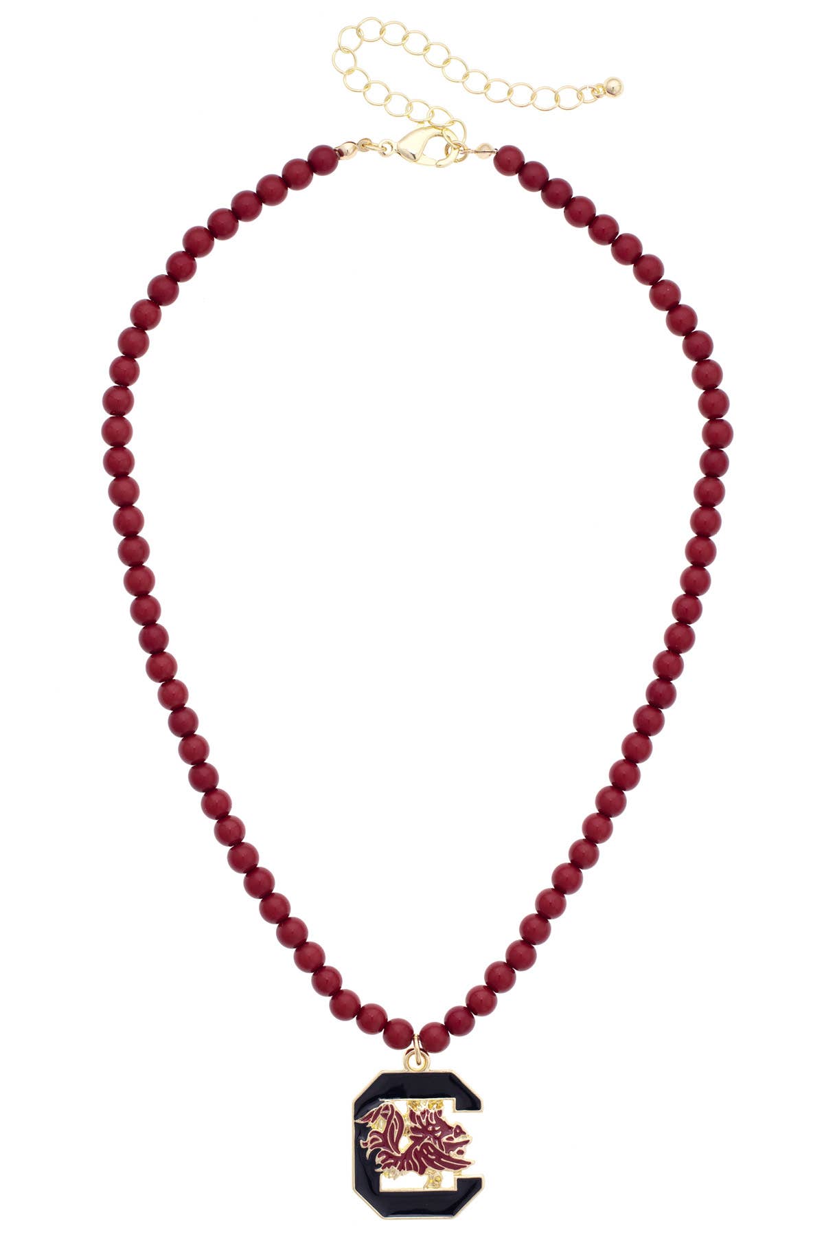 South Carolina Gamecocks Beaded Logo Pendant Necklace
