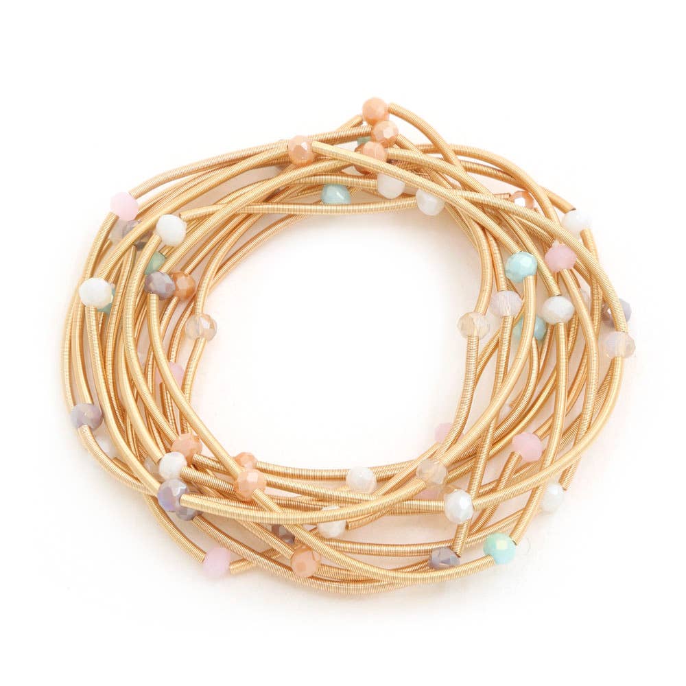 Beaded Wire Bracelet- Multi cool color