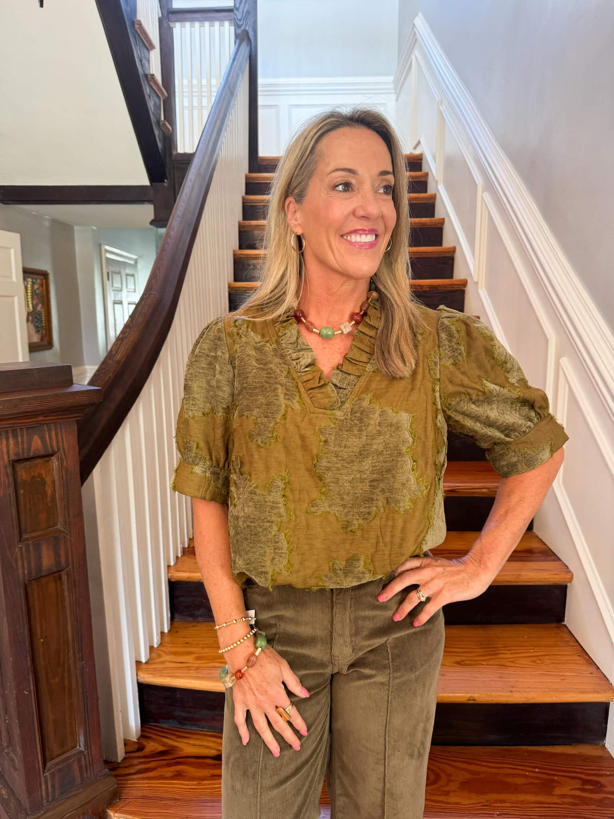 Olive Textured Blouse