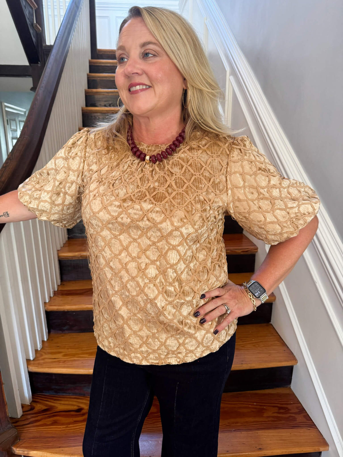 Kathy Metallic Textured Top