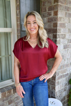 Julia Crinkle Satin Blouse