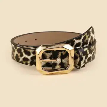 Angled Rectangle Buckle -Black, Cognac, Animal
