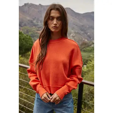 Ashton Orange Ribbed Sweater