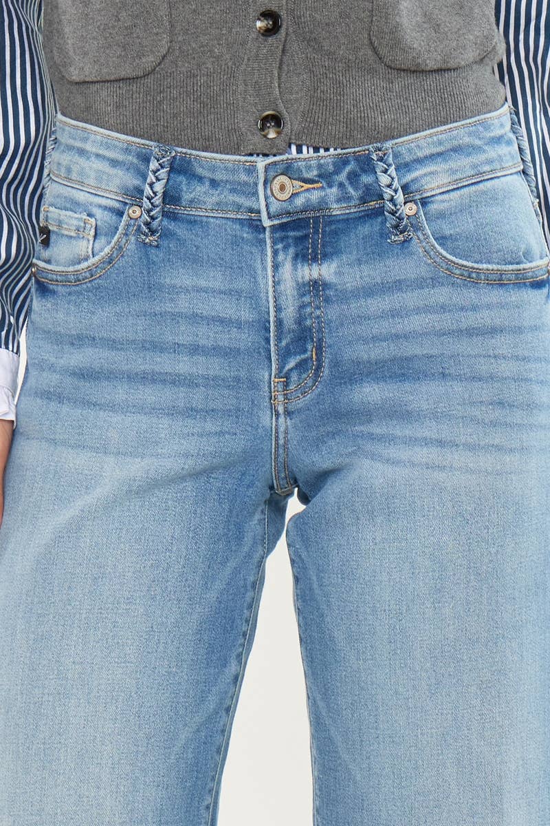 Mid Rise Crop Wide Leg Jeans