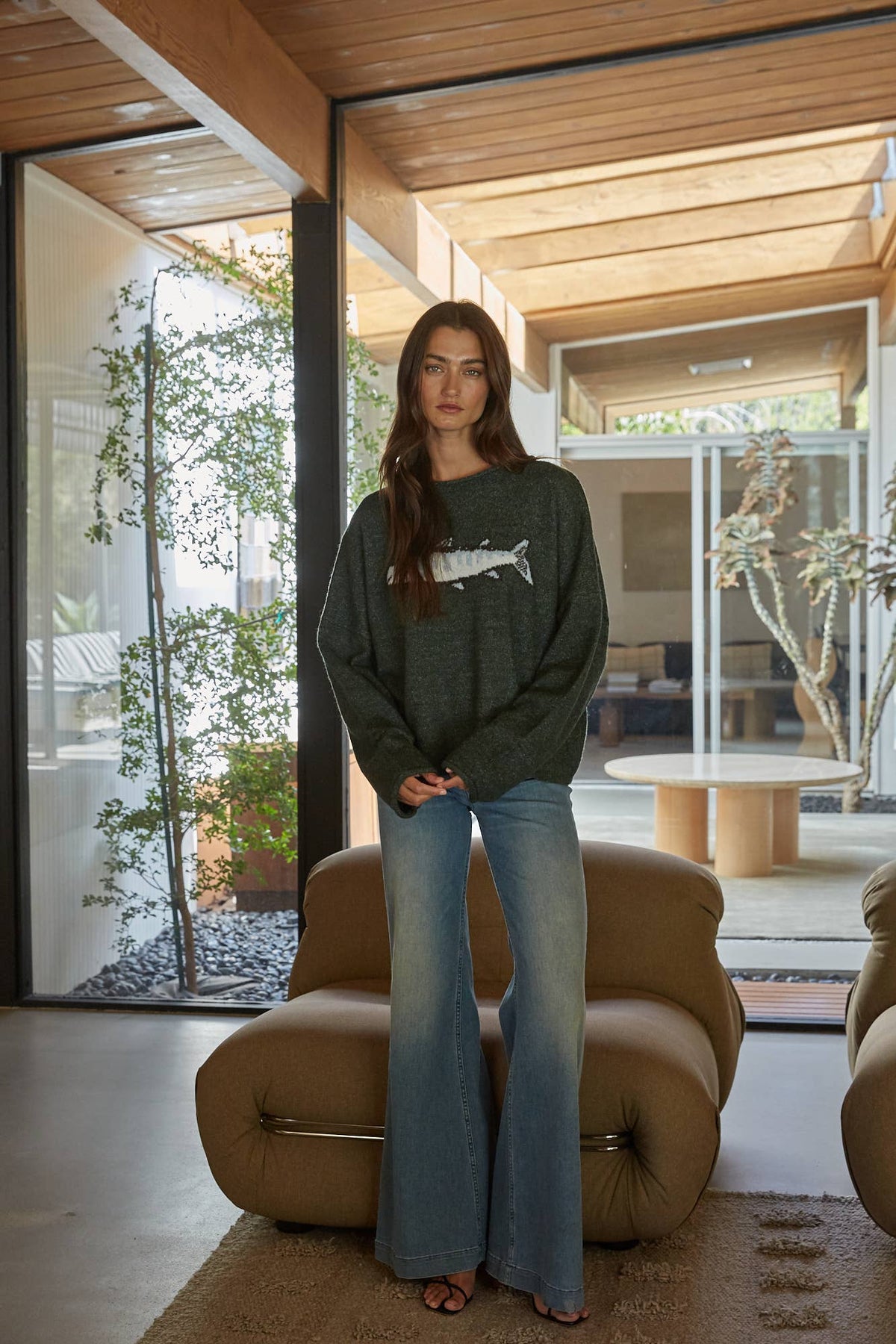Graphic Fish Animal Print Pullover
