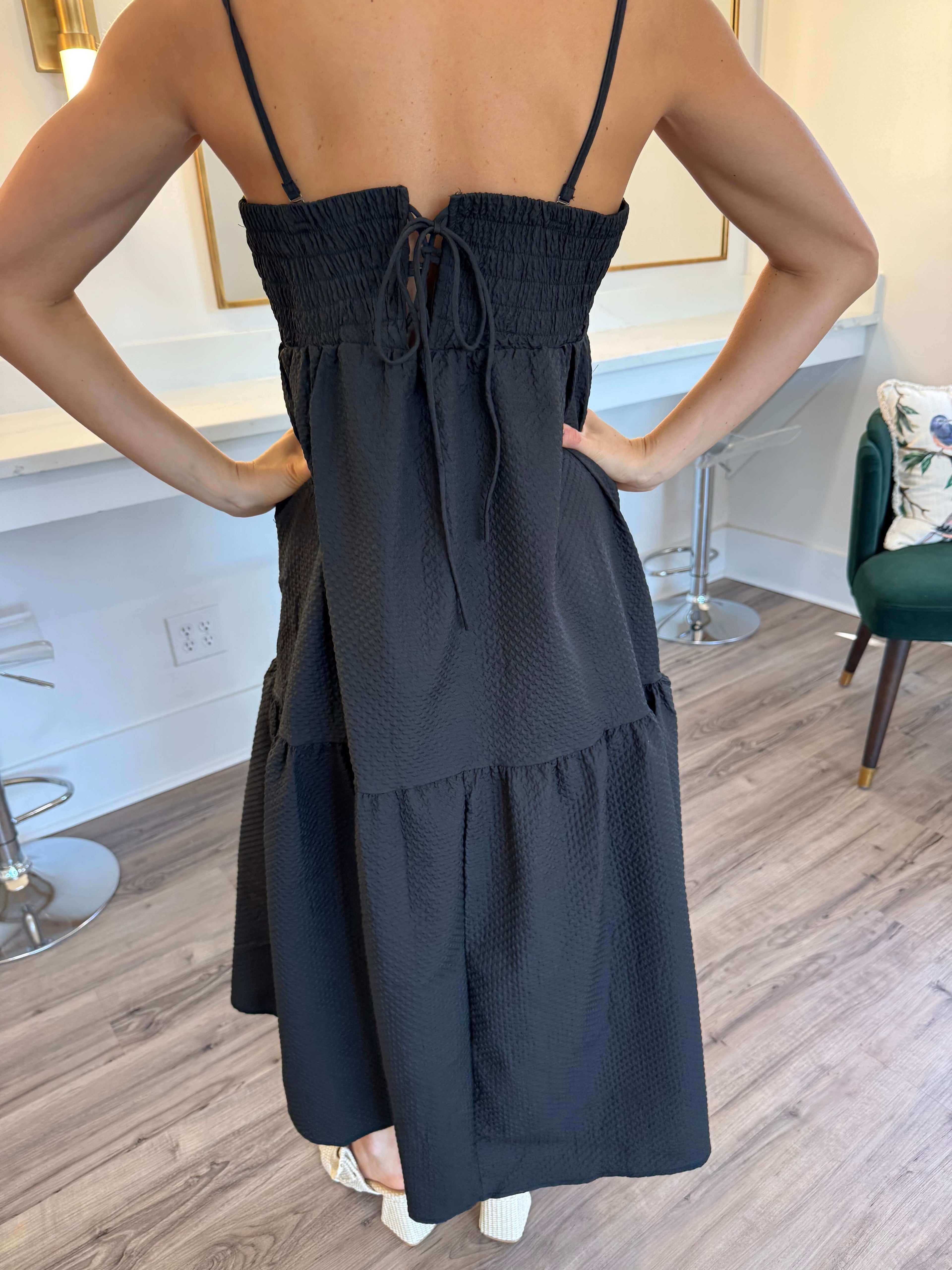 Gloria Black Textured Dress