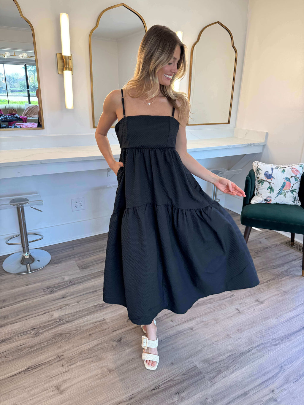 Gloria Black Textured Dress