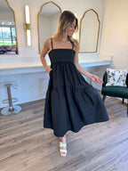 Gloria Black Textured Dress