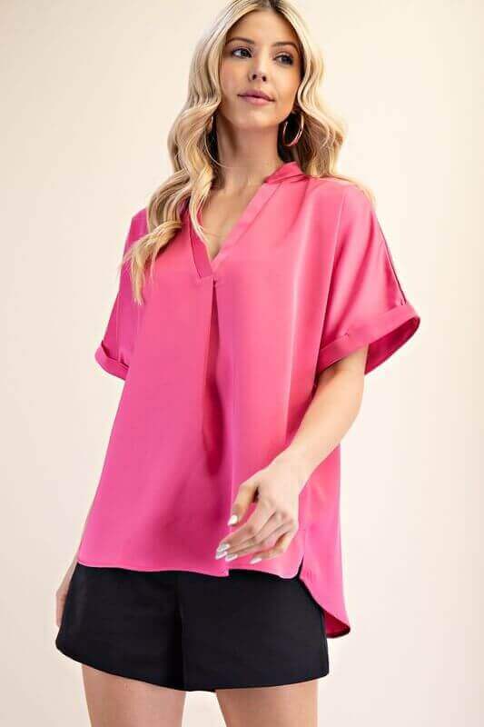 Brit Placket Cuff Sleeve Top