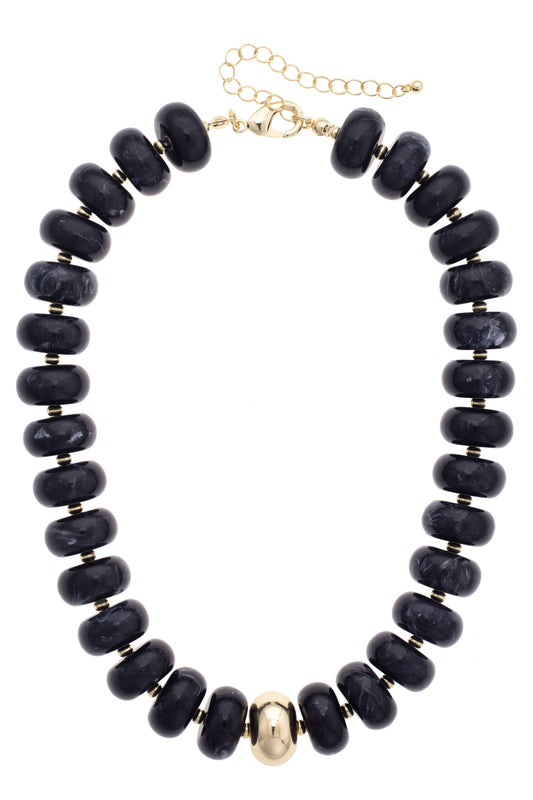 San Sebastian Beaded Resin Necklace: Black