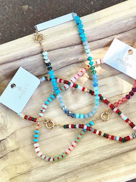 Natural Stone Charm Clasp Necklace