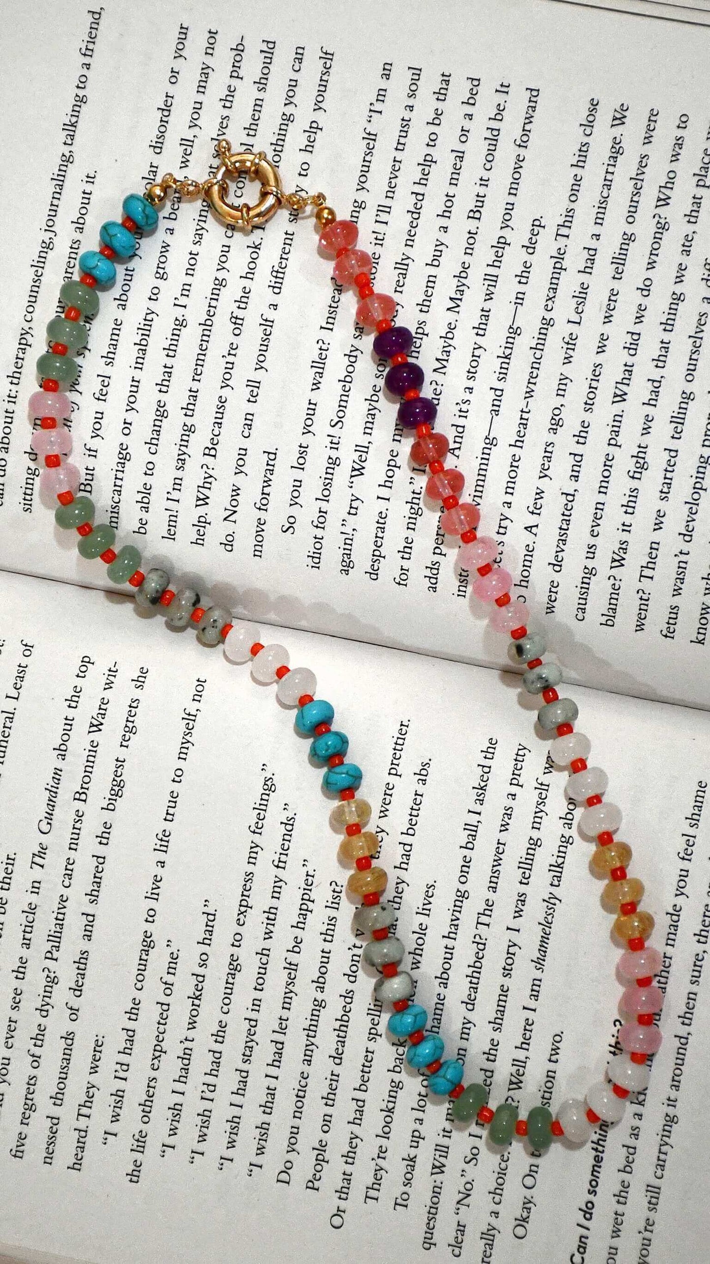 Natural Stone Charm Clasp Necklace