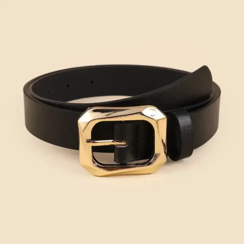 Angled Rectangle Buckle -Black, Cognac, Animal